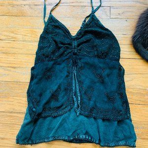 Emerald embroidered top